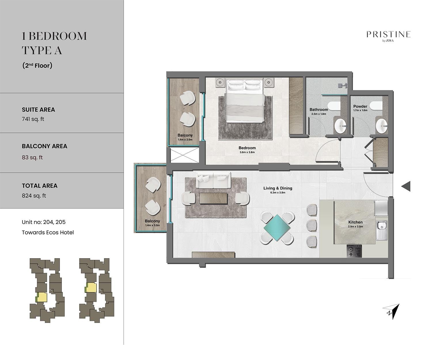 1 Bedroom floor plan