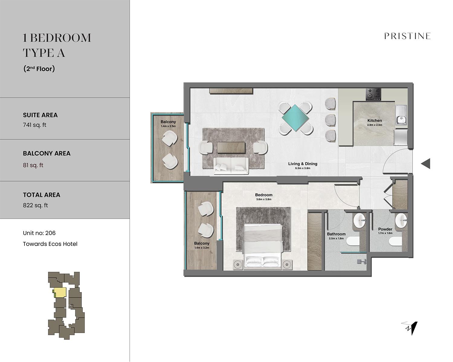 1 Bedroom floor plan