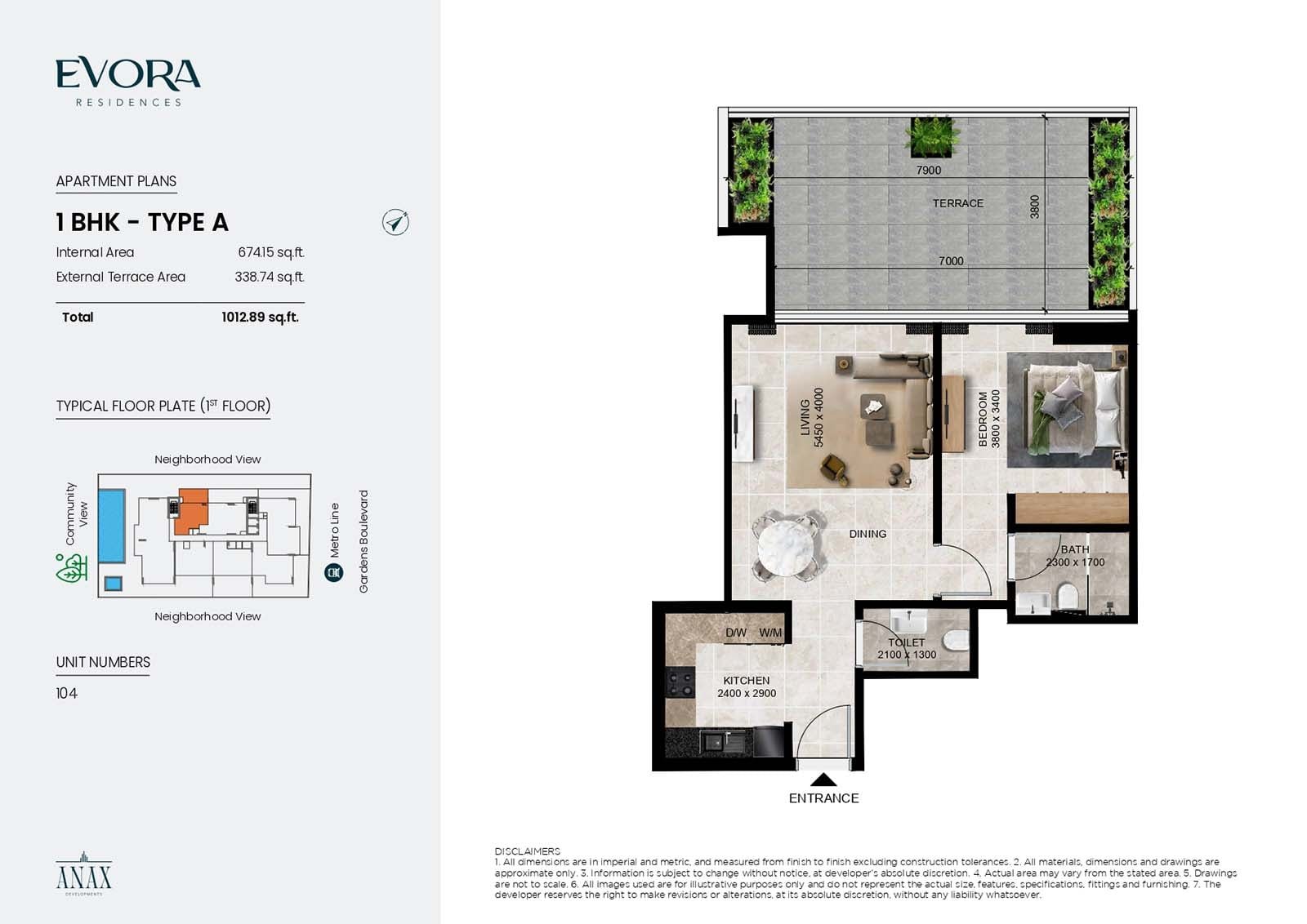1 Bedroom floor plan