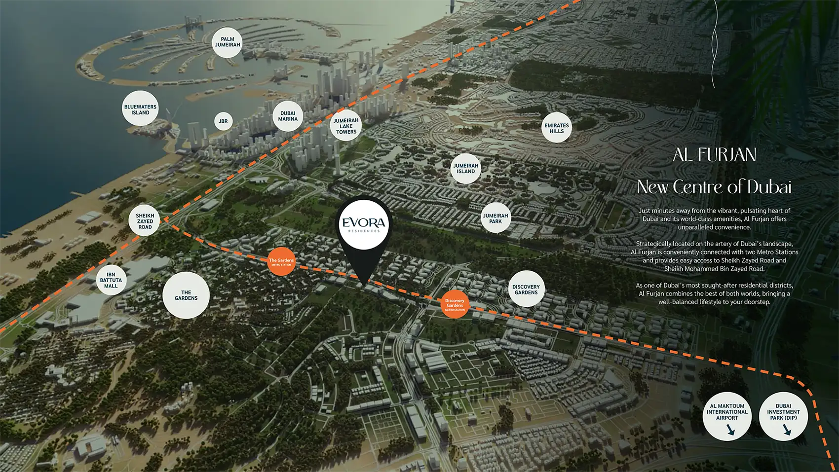 Evora Residence at Al Furjan location map