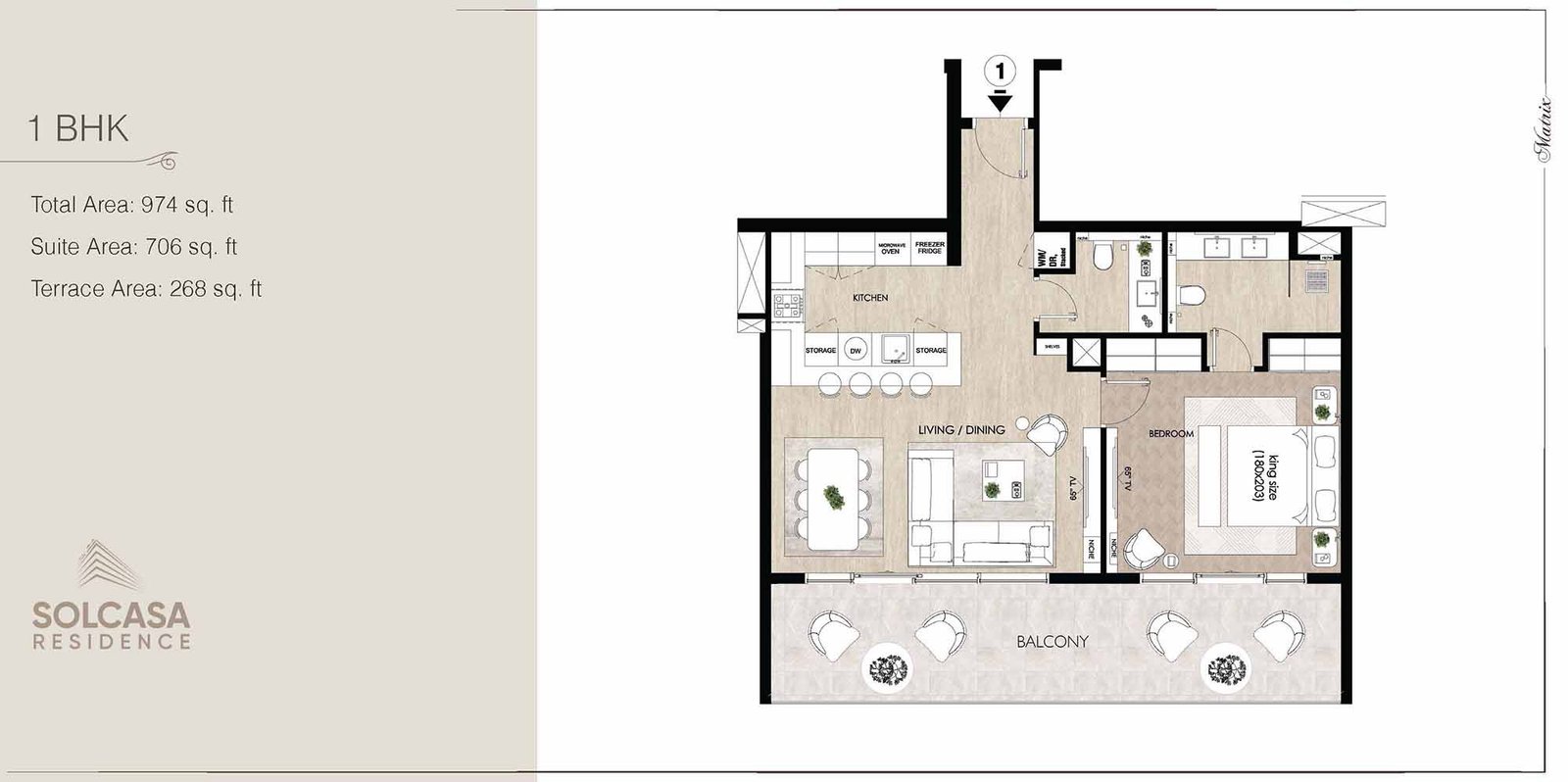 1 Bedroom floor plan