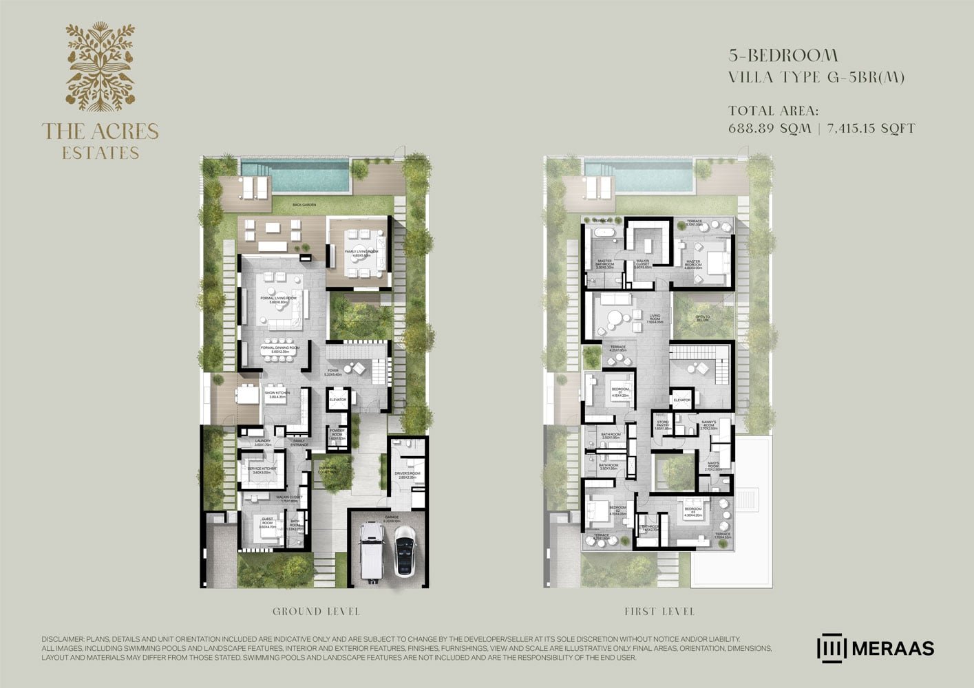 5 Bedrooms + Pool + Maid floor plan
