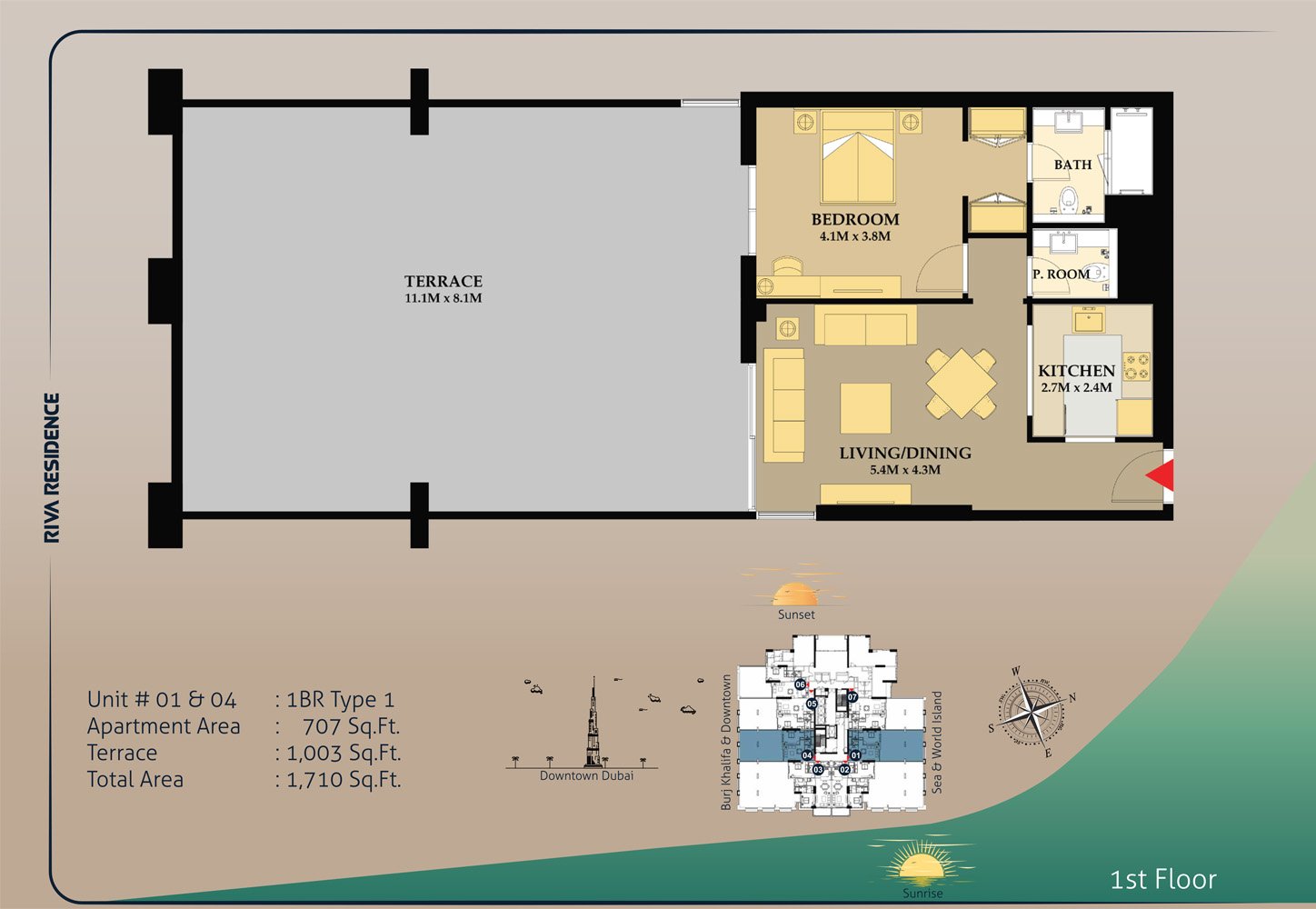 1 Bedroom floor plan