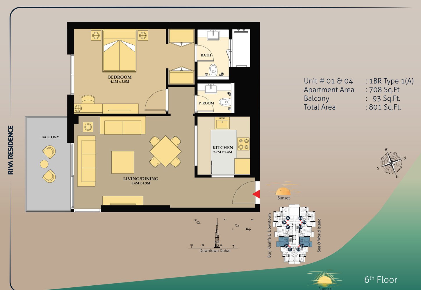 1 Bedroom floor plan