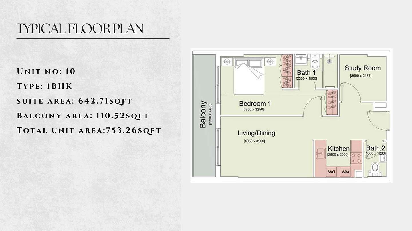 1 Bedroom floor plan