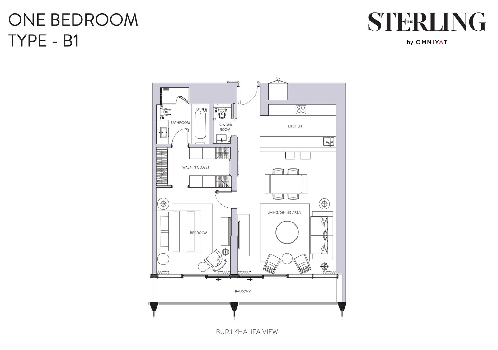 1 Bedroom floor plan