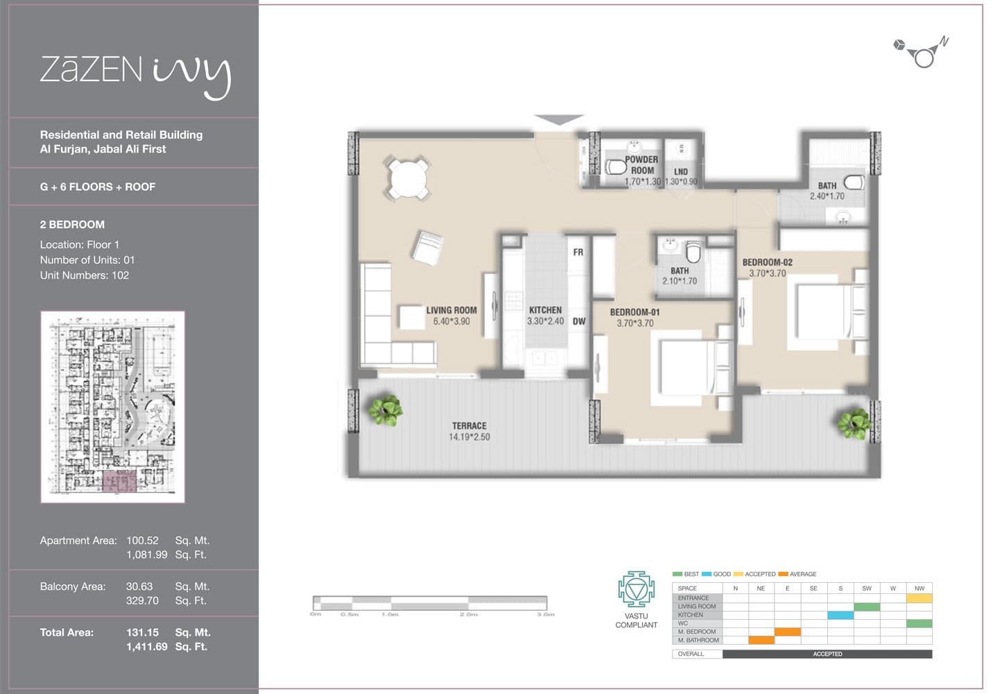 2 Bedrooms floor plan