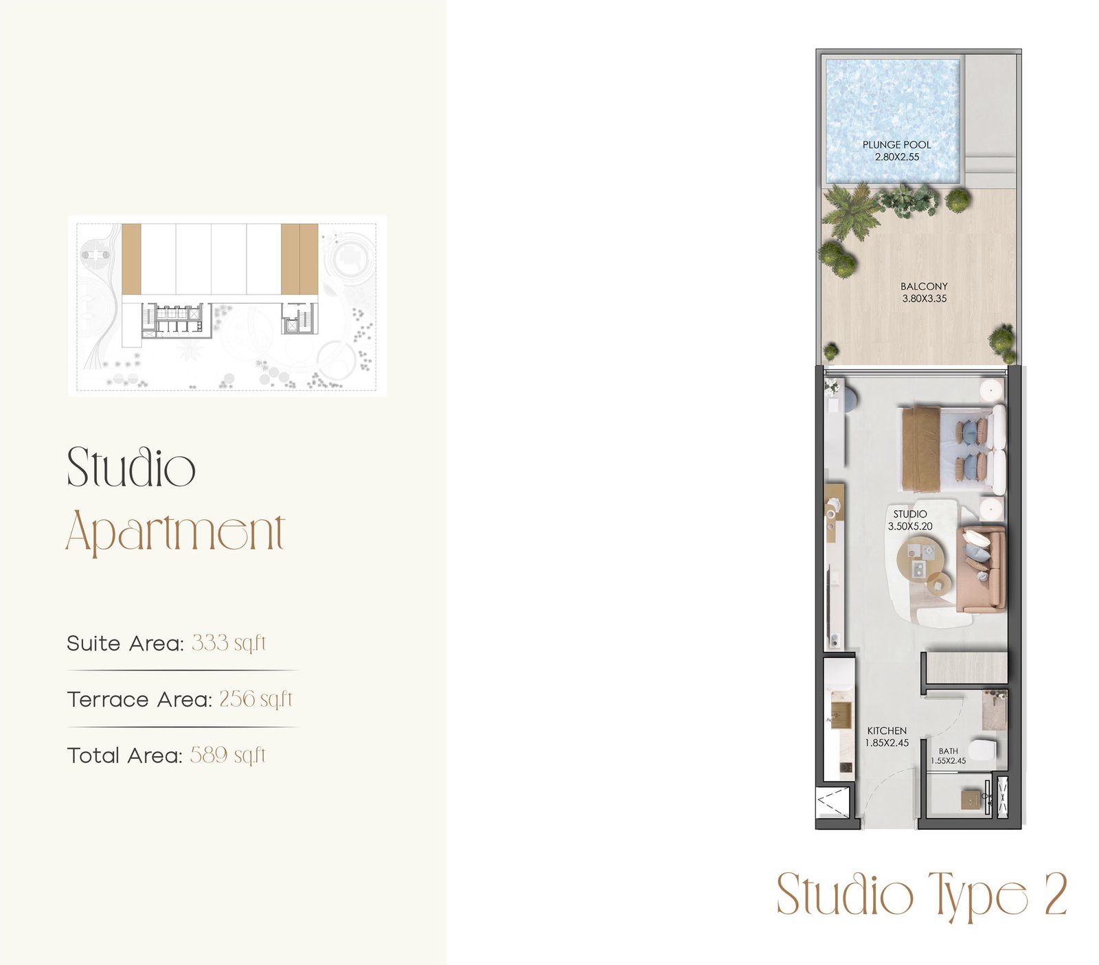 Studio + Pool floor plan