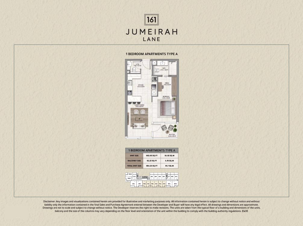 1 Bedroom floor plan