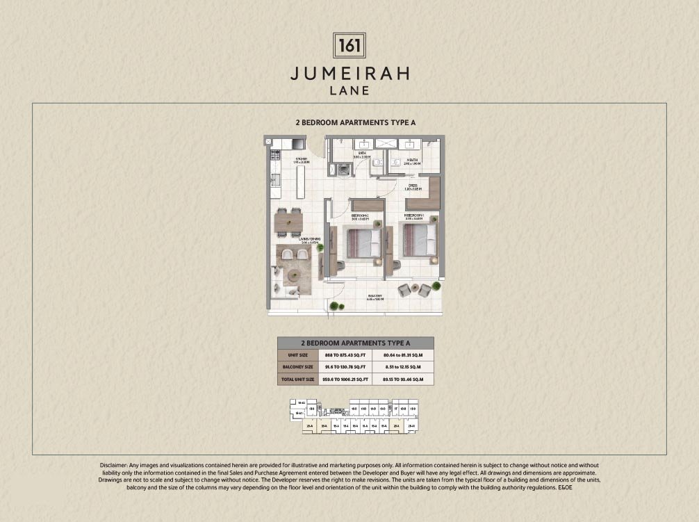 2 Bedrooms floor plan