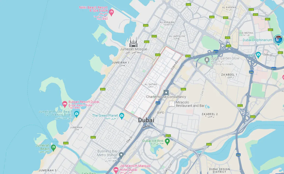 Trillium Heights at Al Satwa location map