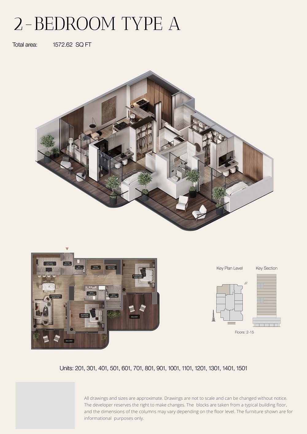 2 Bedrooms floor plan