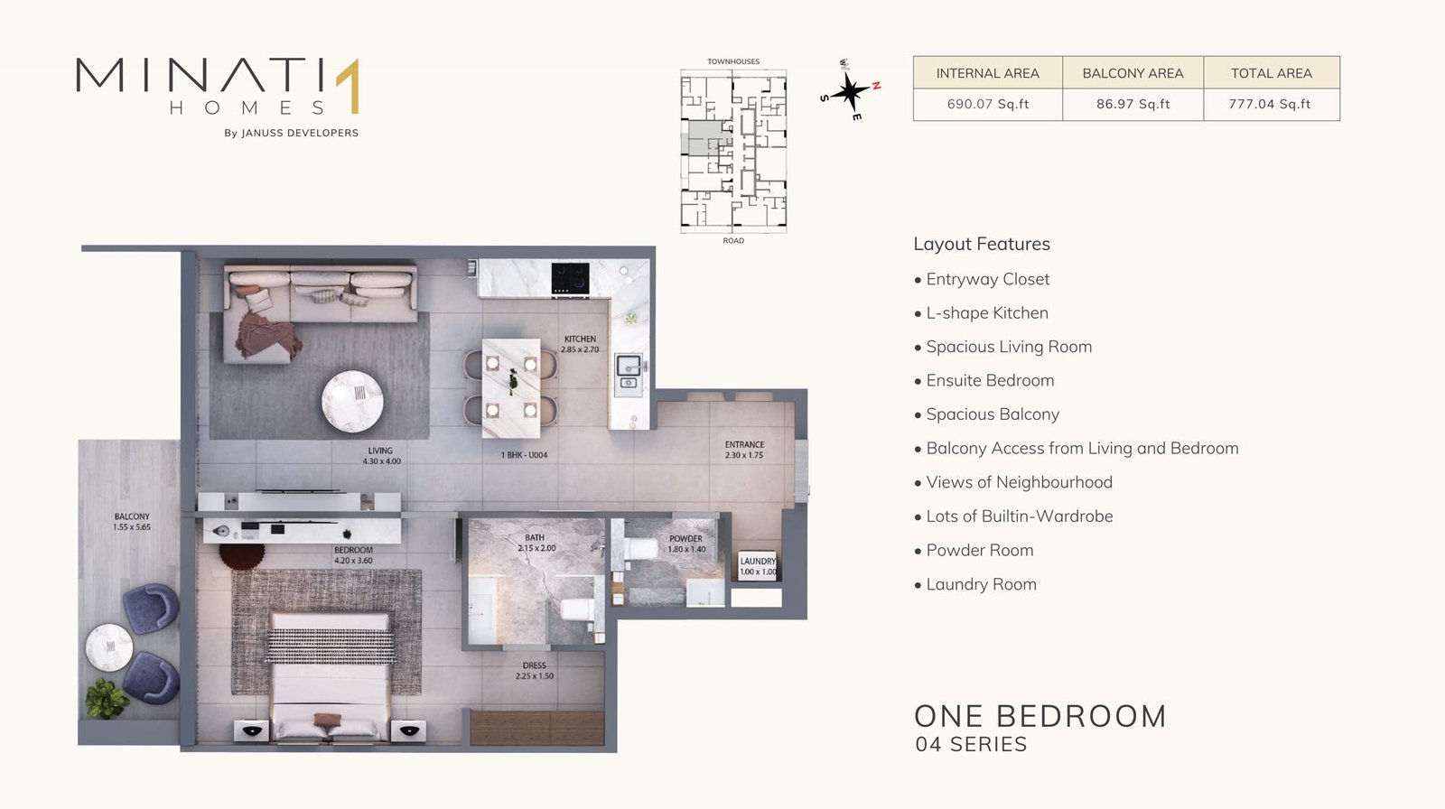 1 Bedroom floor plan