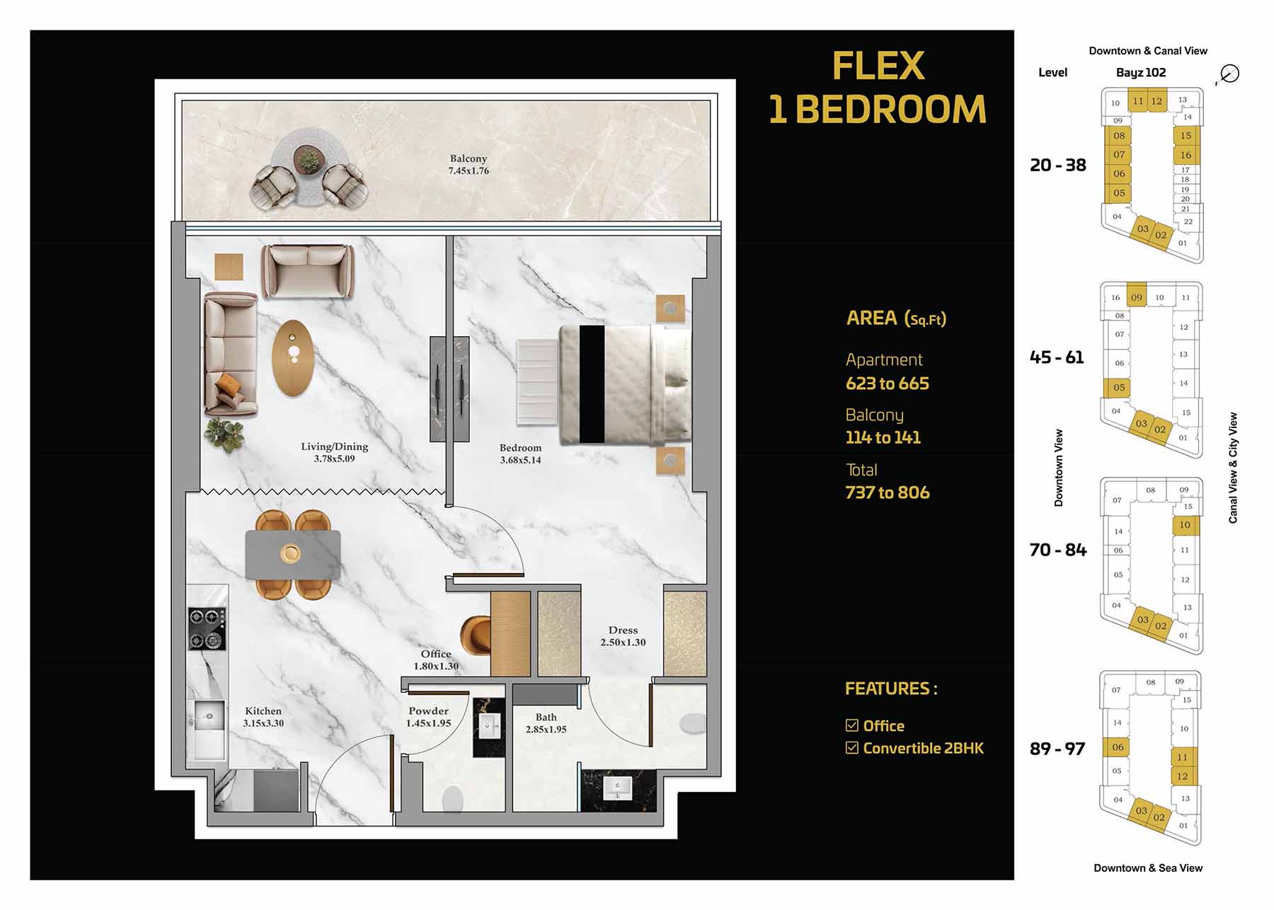 1 Bedroom floor plan