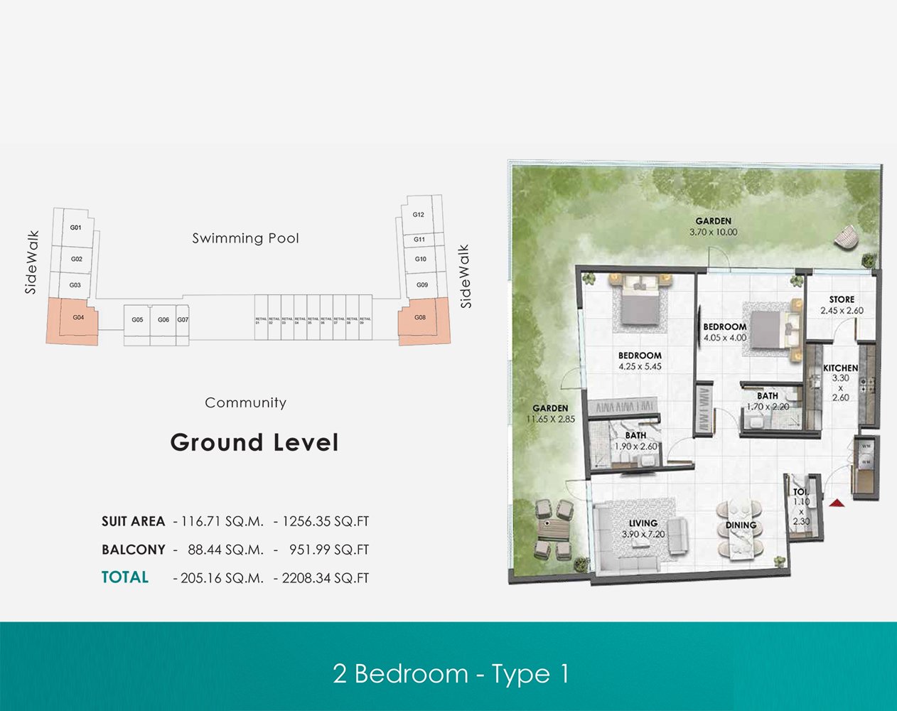 2 Bedroom floor plan