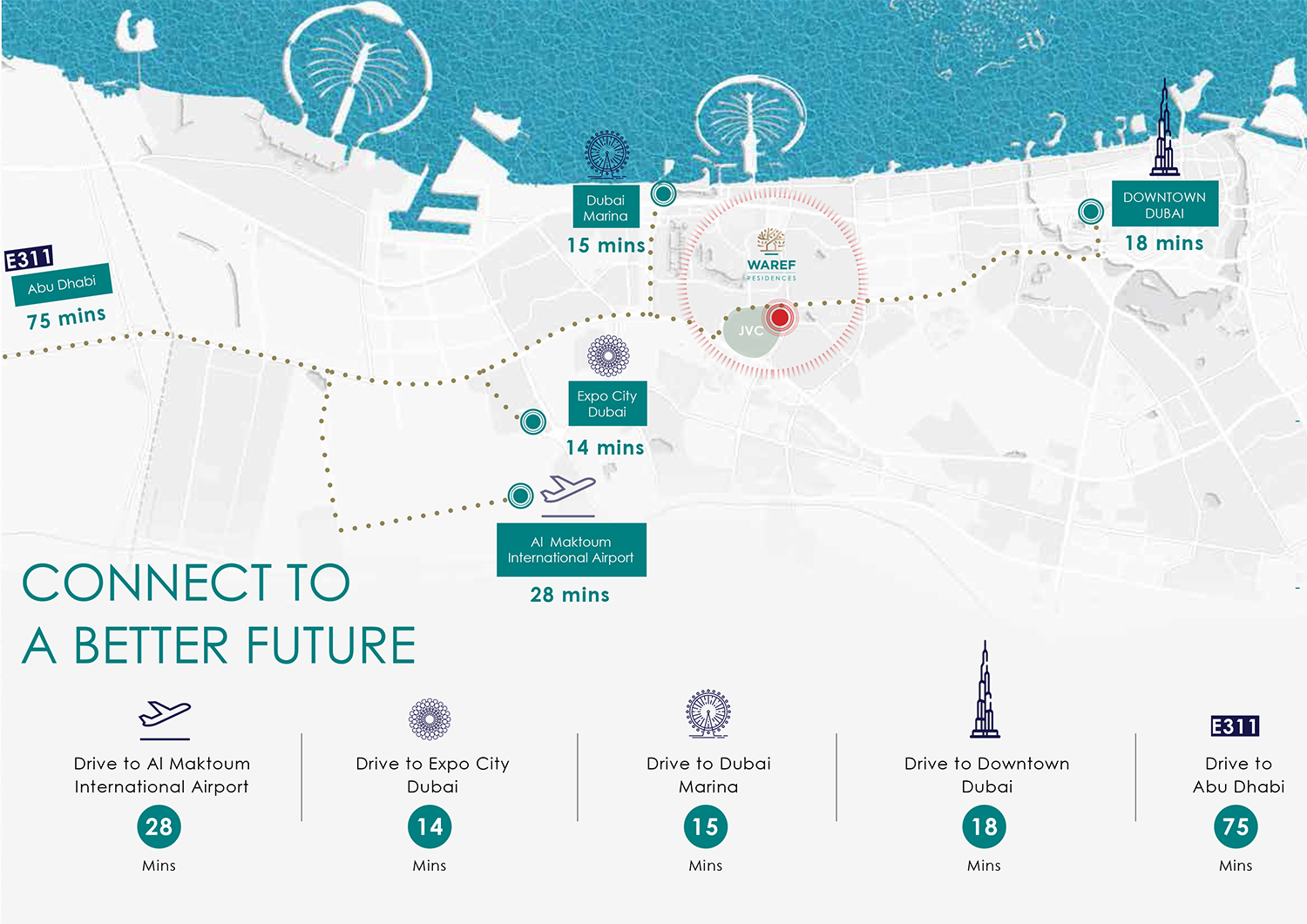 Waref Residences at JVC location map