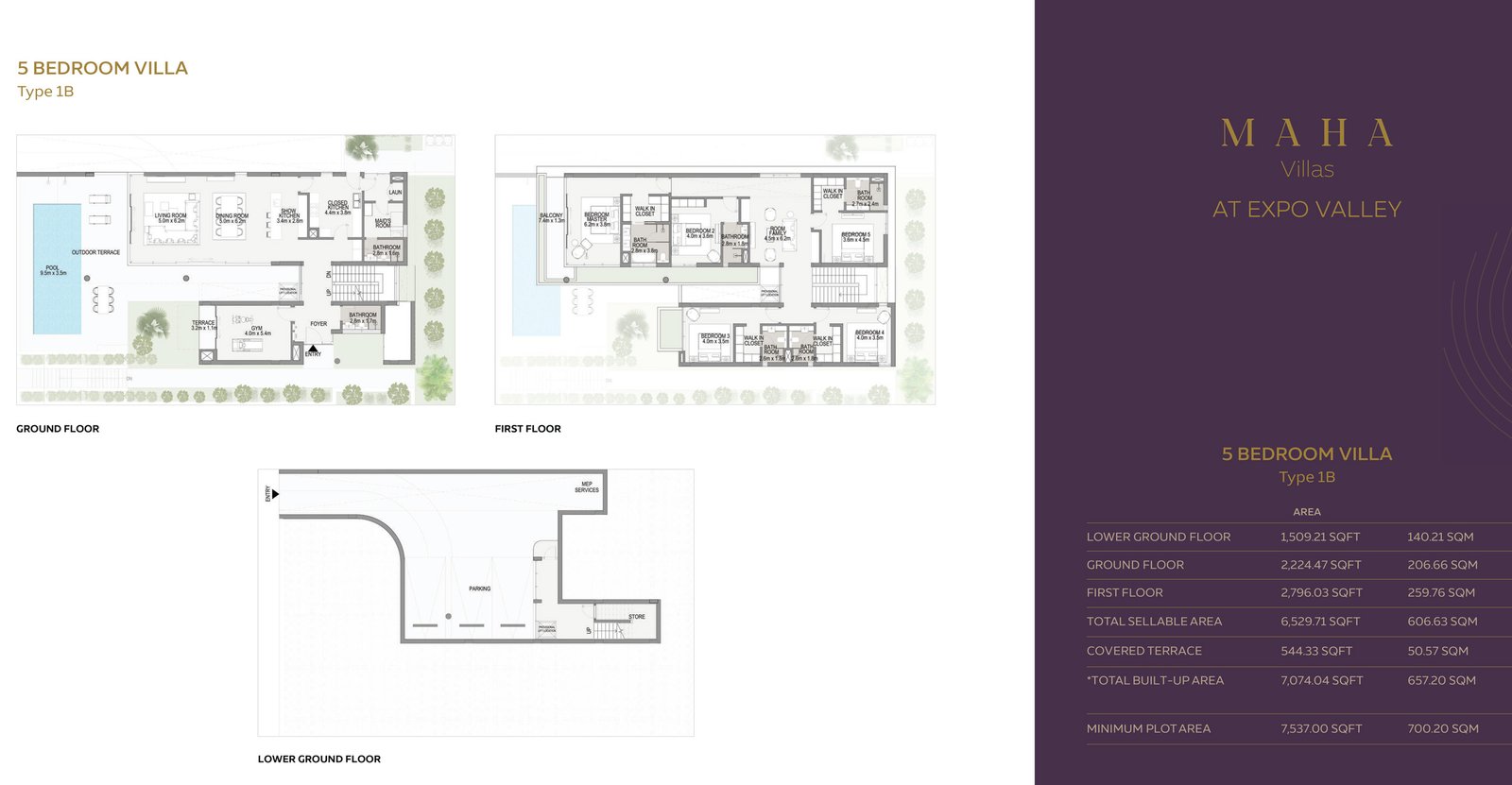 5 Bedrooms + Maid floor plan