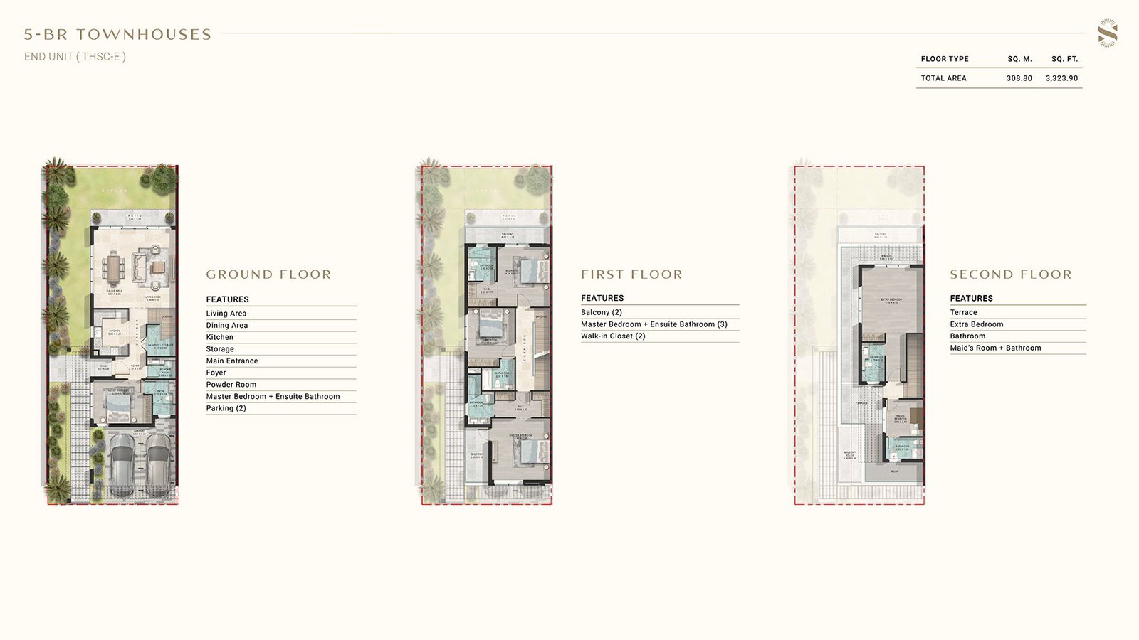 5 Bedrooms + Maid floor plan