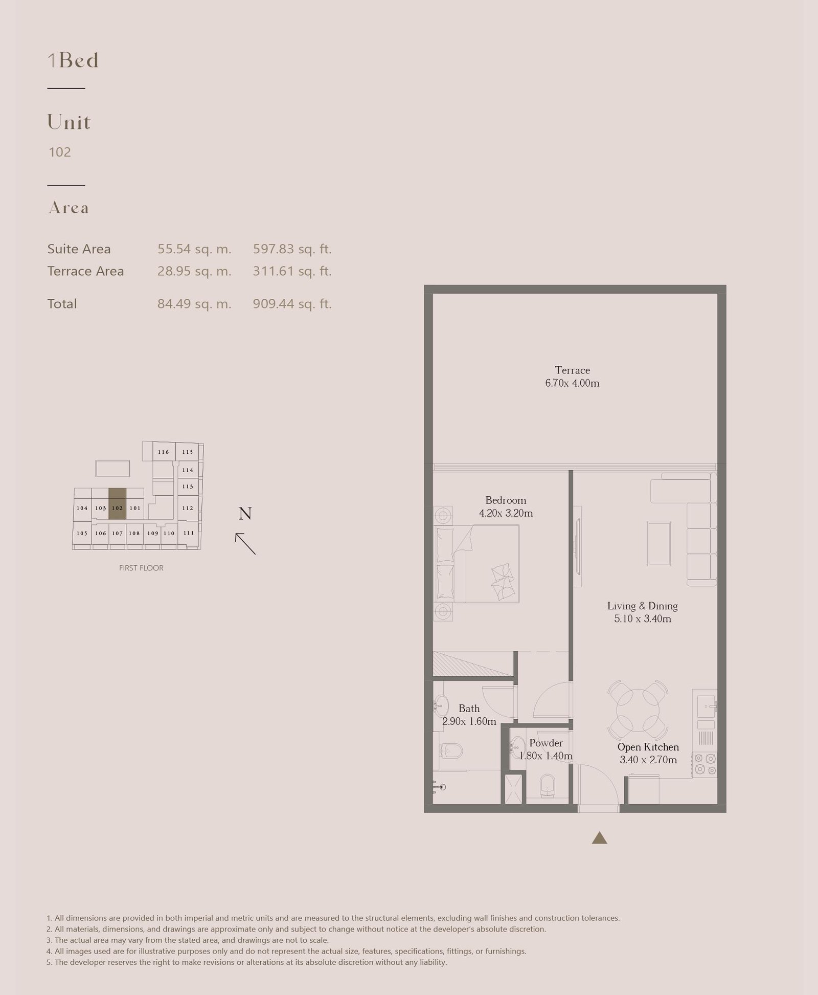 1 Bedroom floor plan