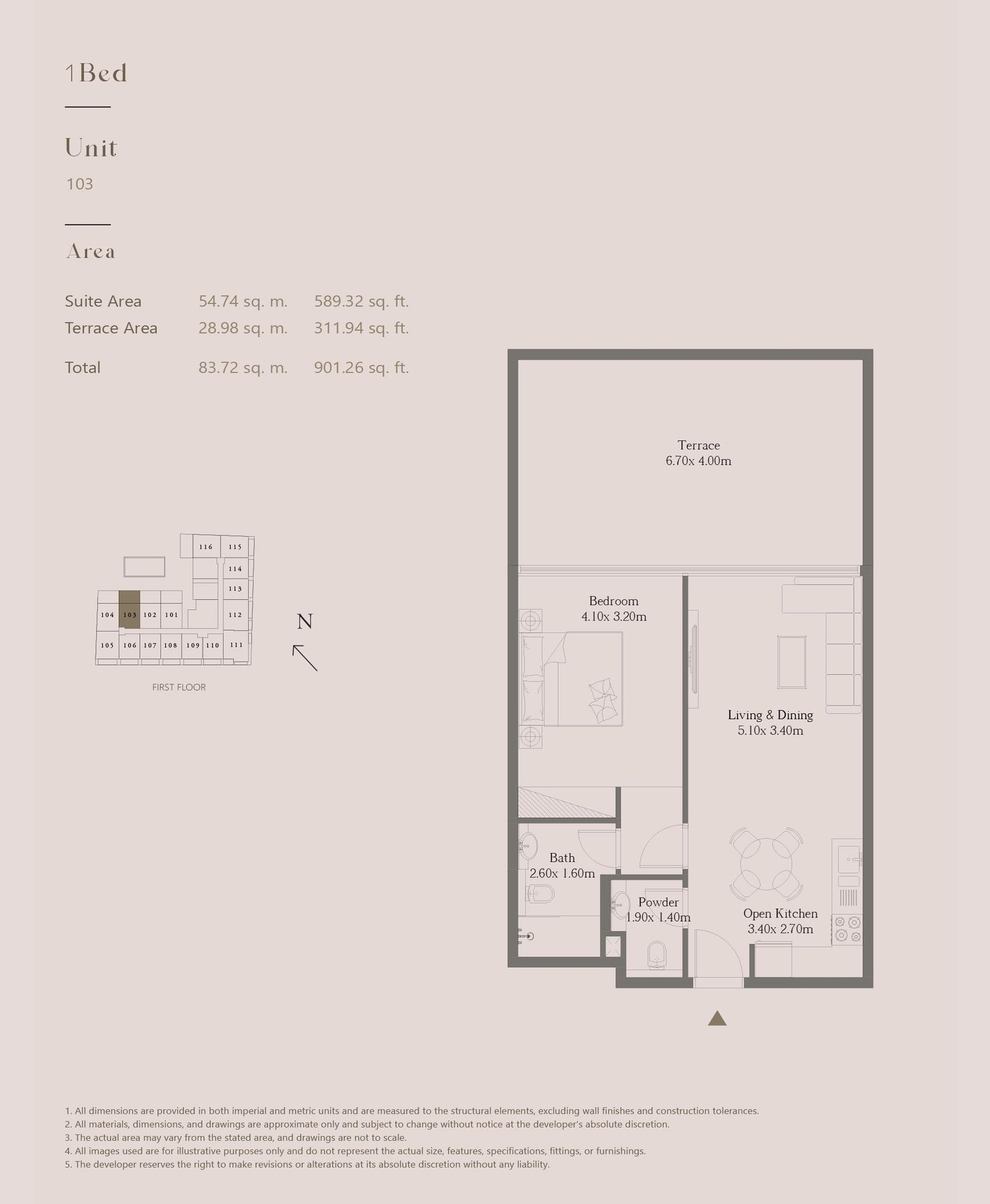 1 Bedroom floor plan