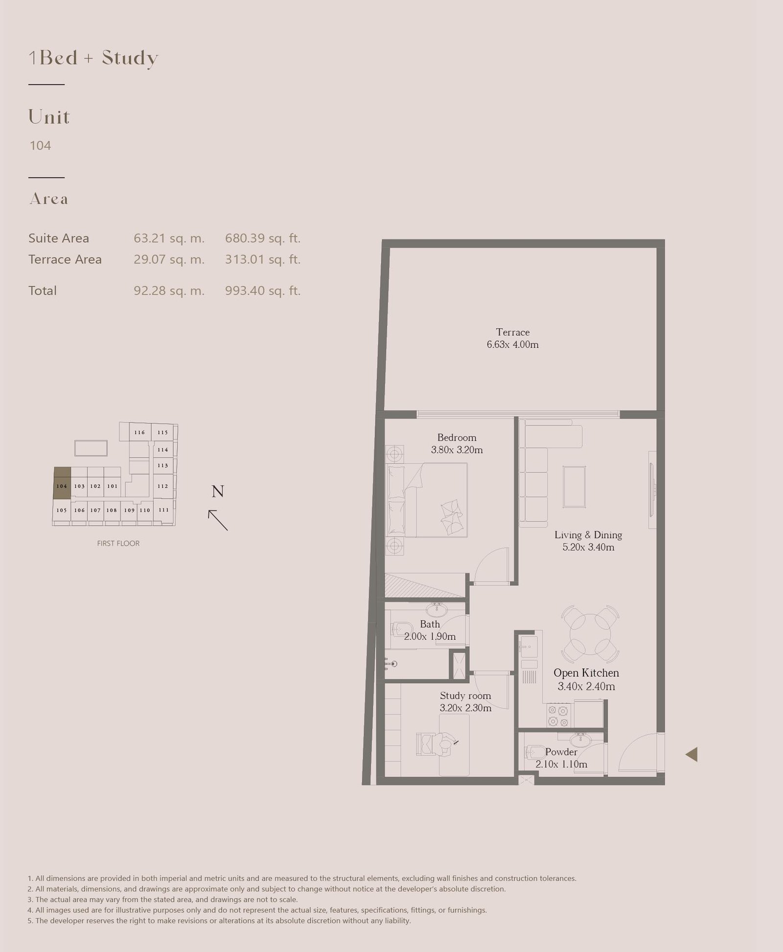 1 Bedroom + Study floor plan