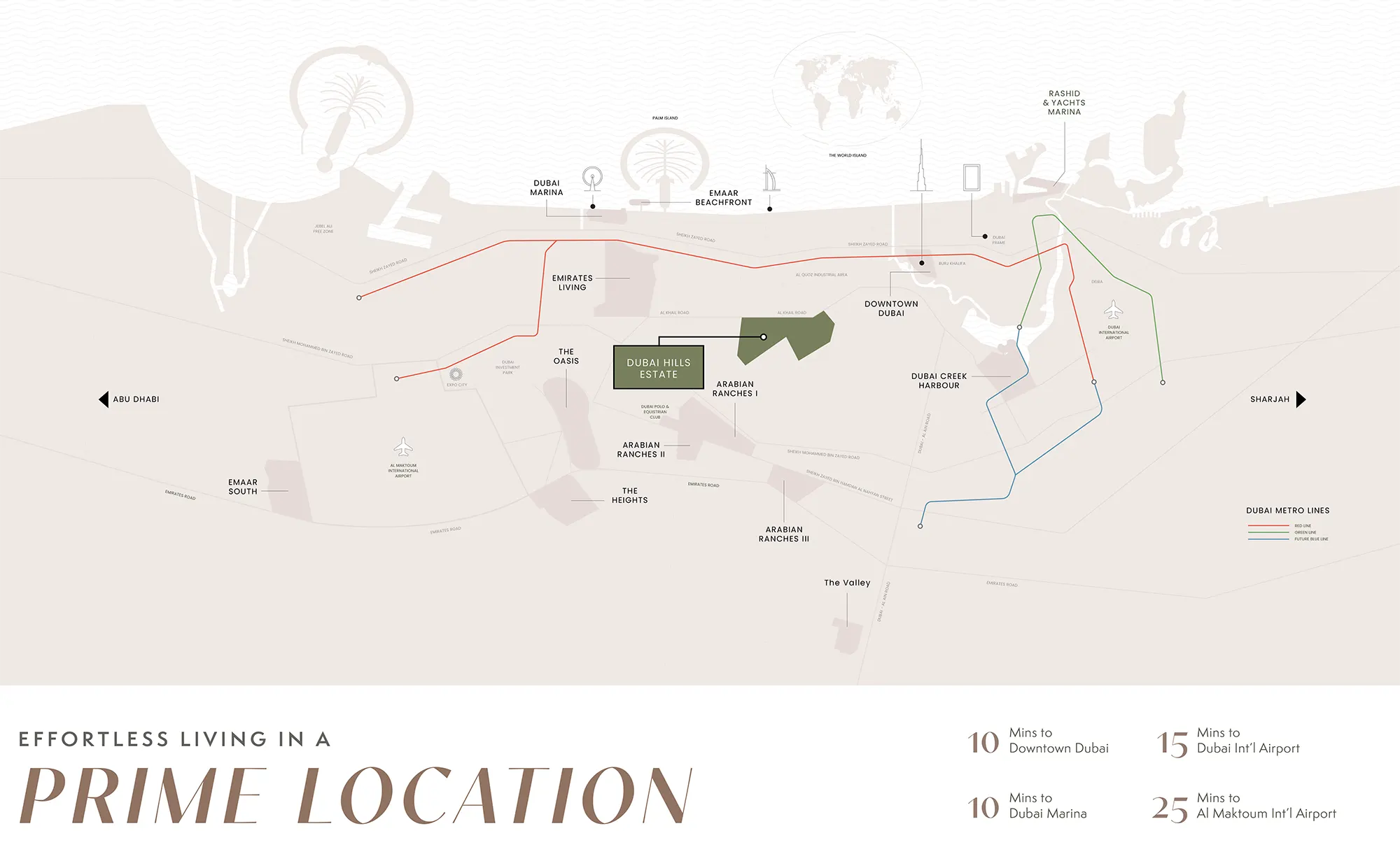 Golf Hillside at Dubai Hills Estate location map