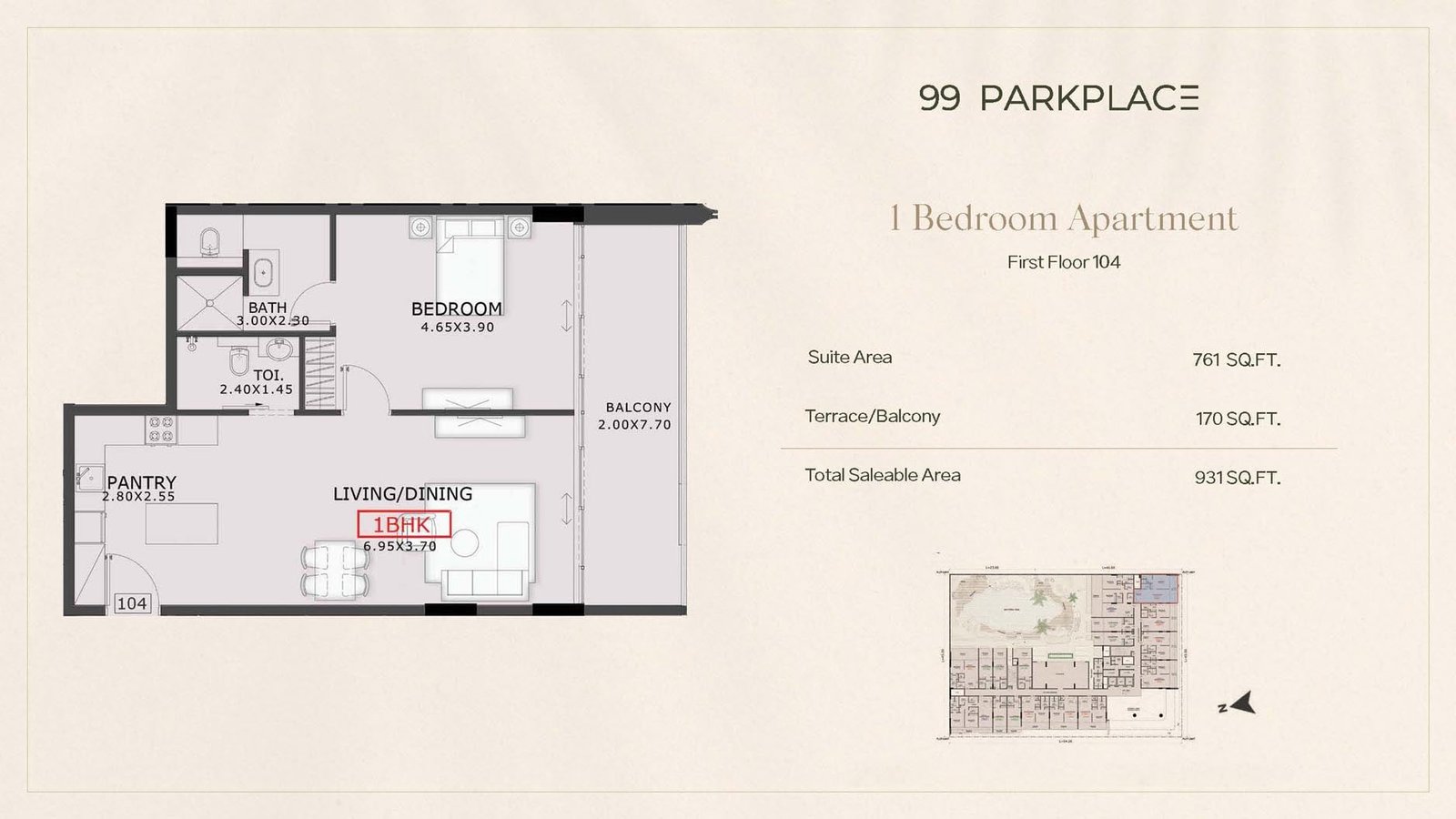 1 Bedroom floor plan
