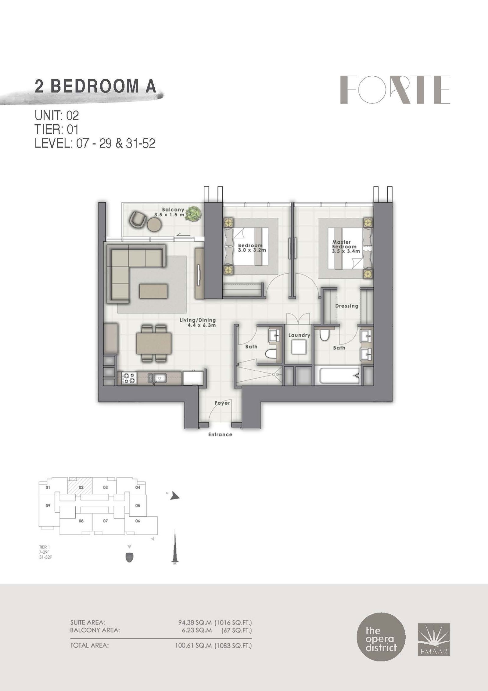 2 Bedrooms floor plan