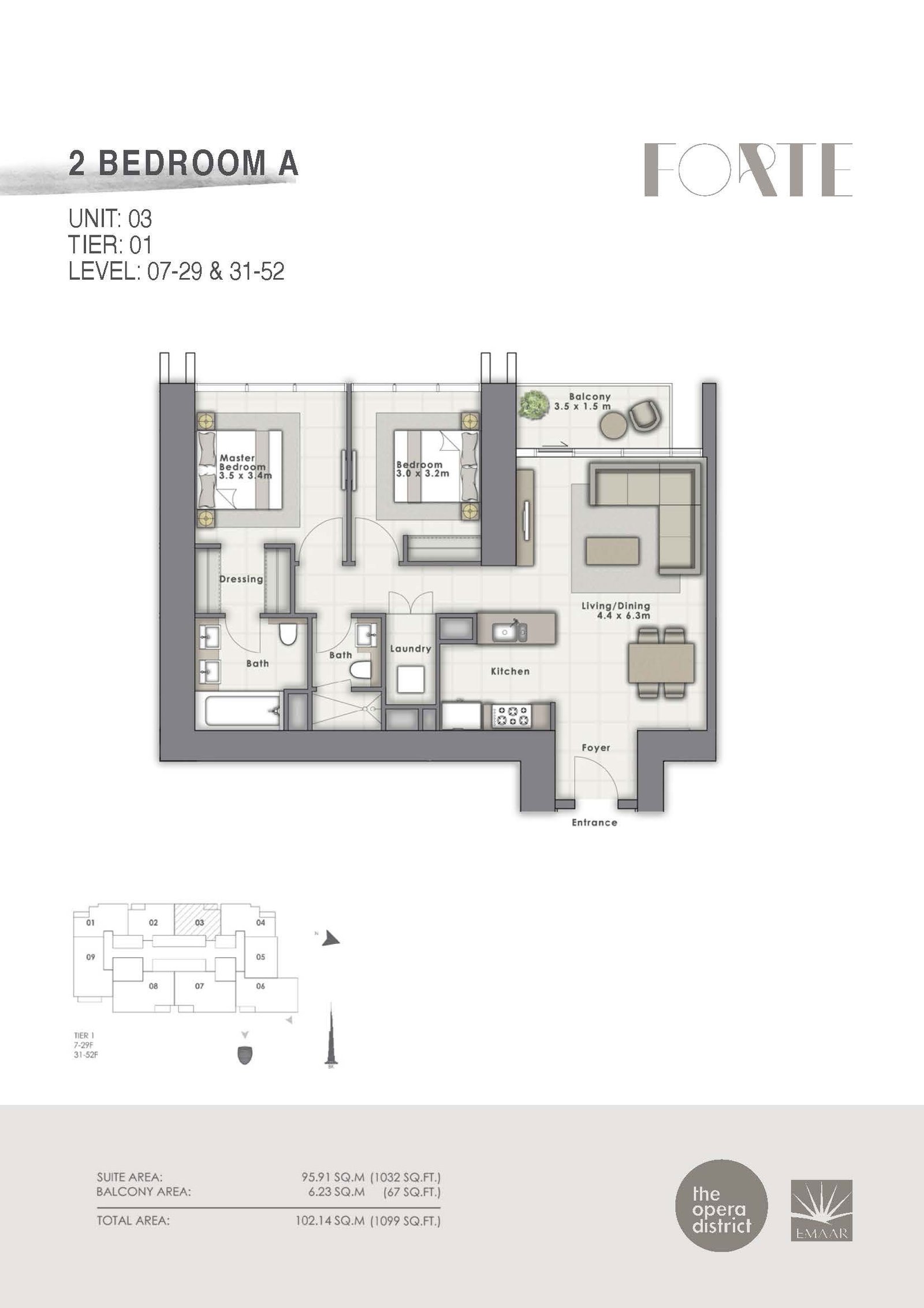 2 Bedrooms floor plan
