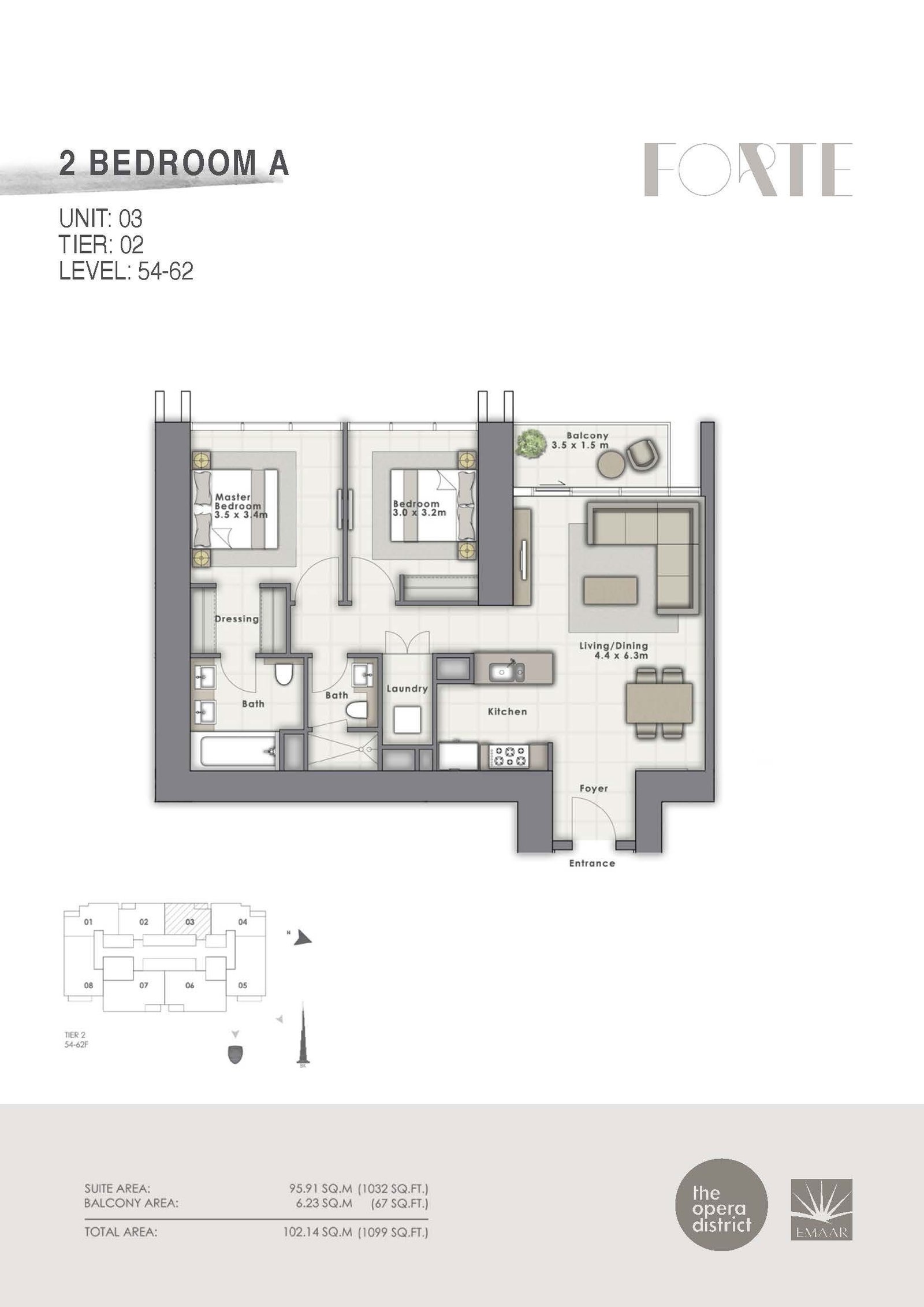 2 Bedrooms floor plan
