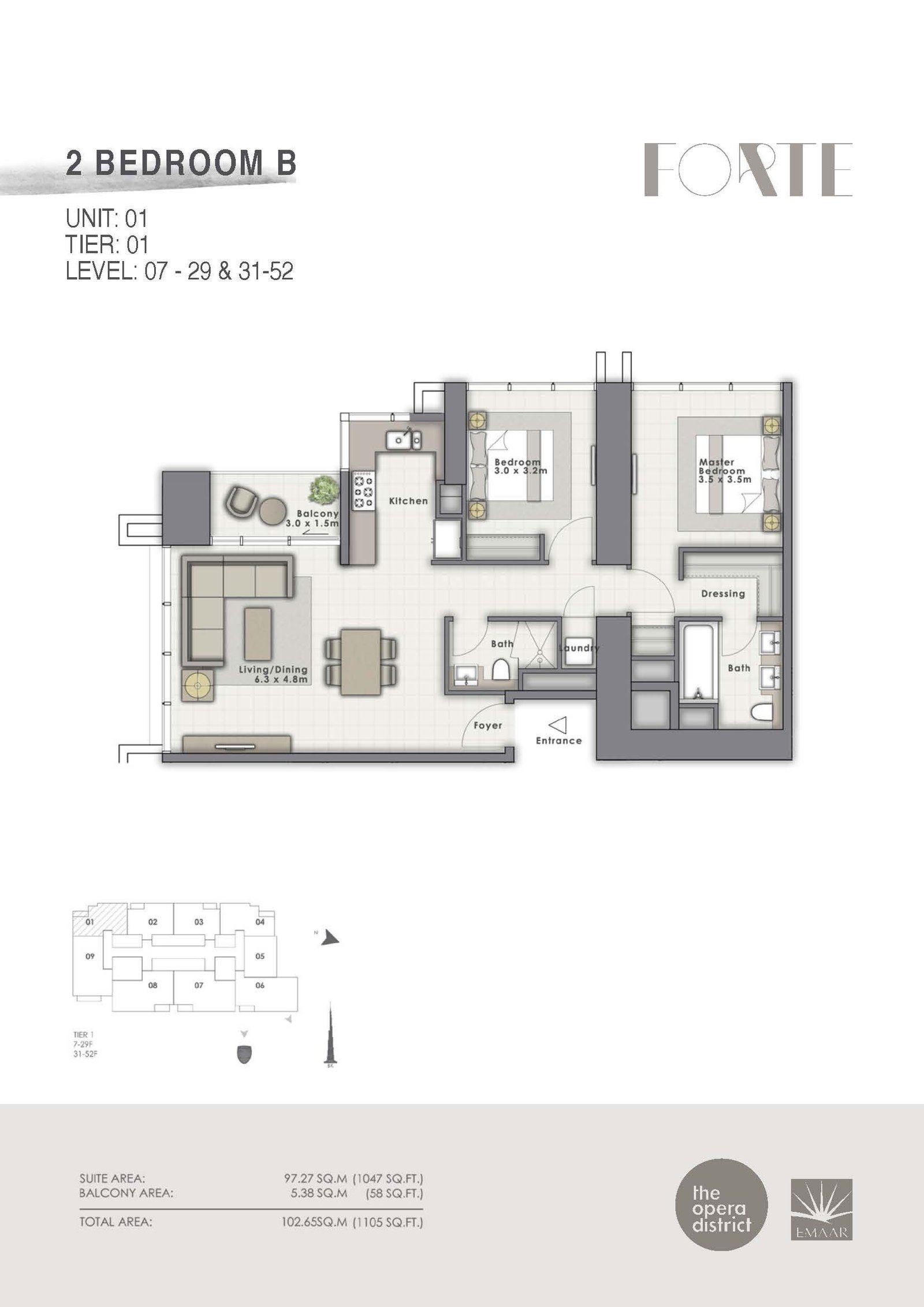 2 Bedrooms floor plan