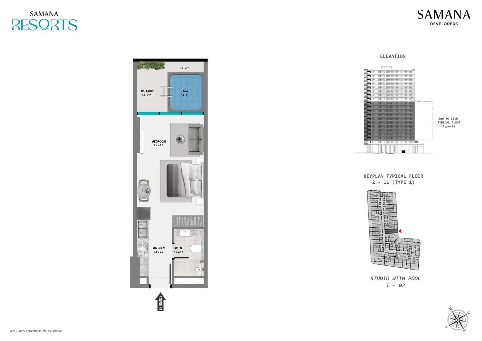 Studio + Pool floor plan