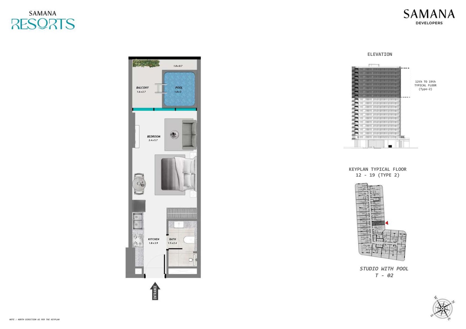 Studio + Pool floor plan