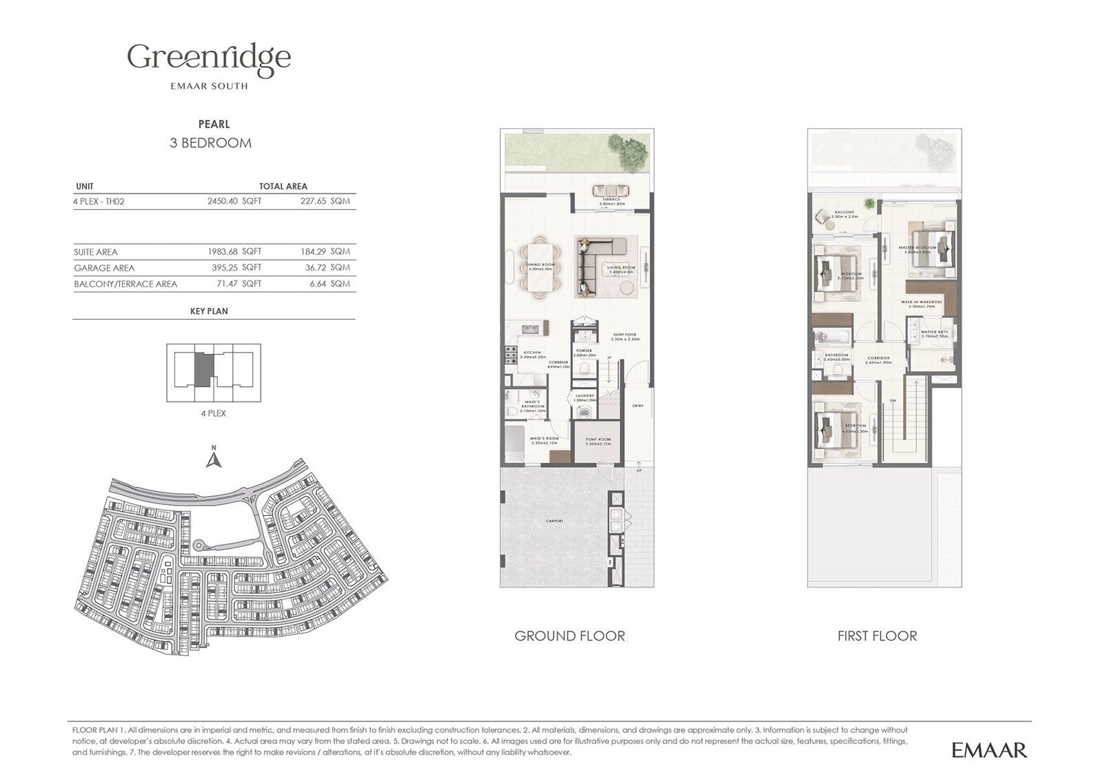 3 Bedrooms + Maid floor plan