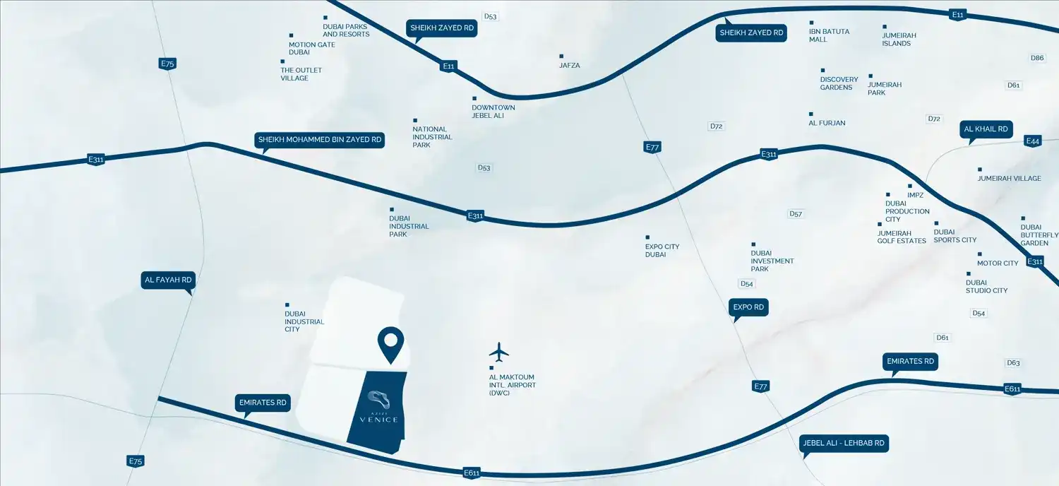 Azizi Venice 10 location map
