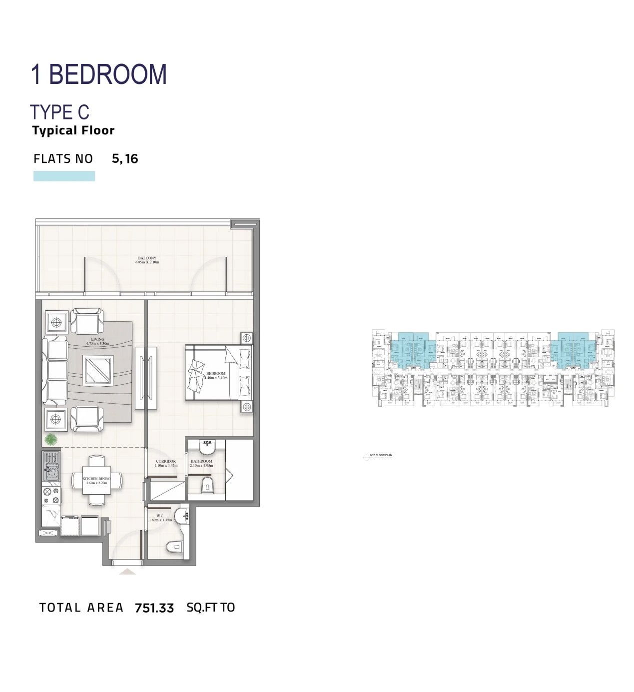 1 Bedroom floor plan