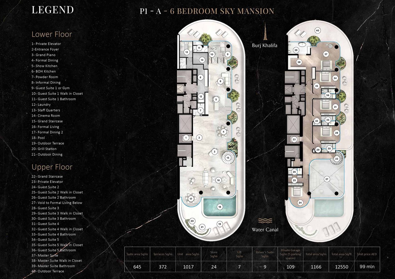 6 Bedrooms + Pool floor plan