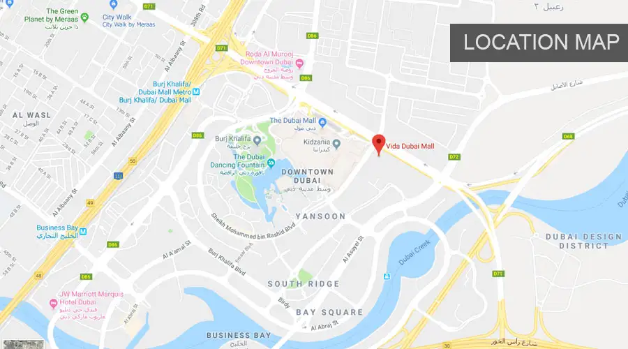 Vida Dubai Mall location map