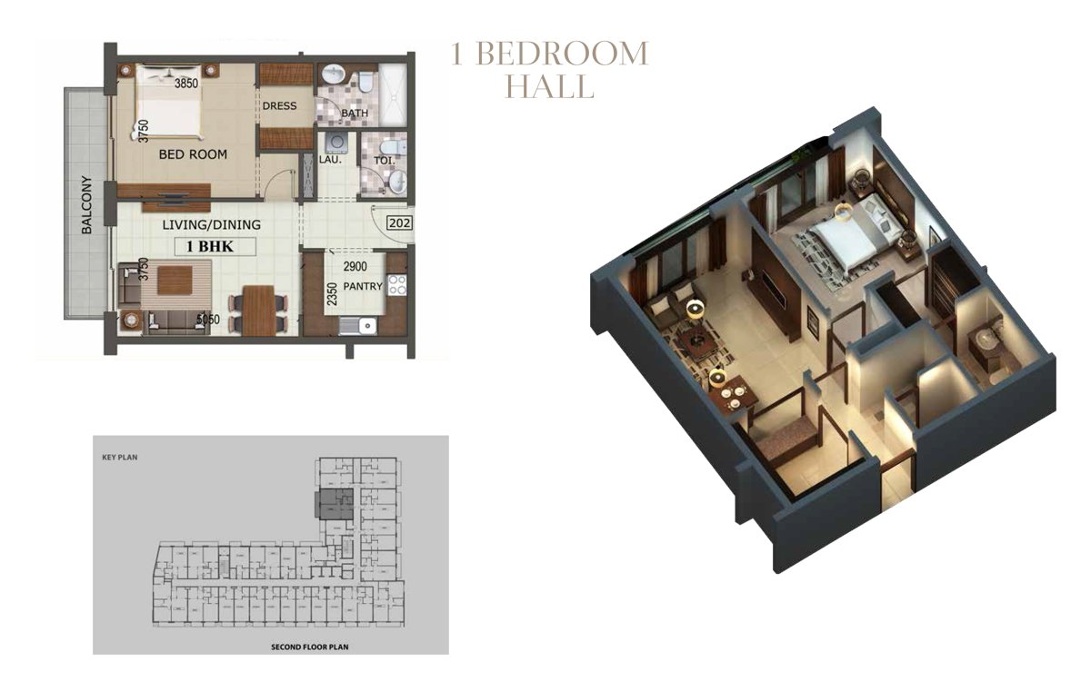 1 Bedroom Hall 1 floor plan