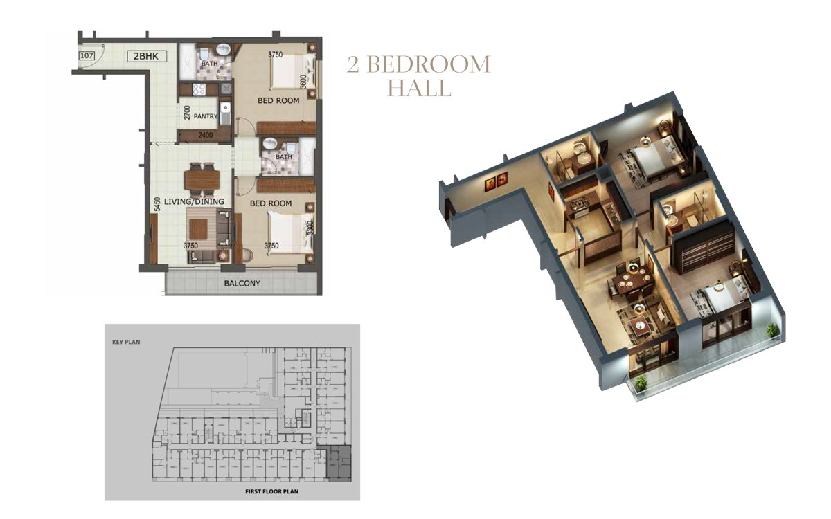 2 Bedroom Hall floor plan