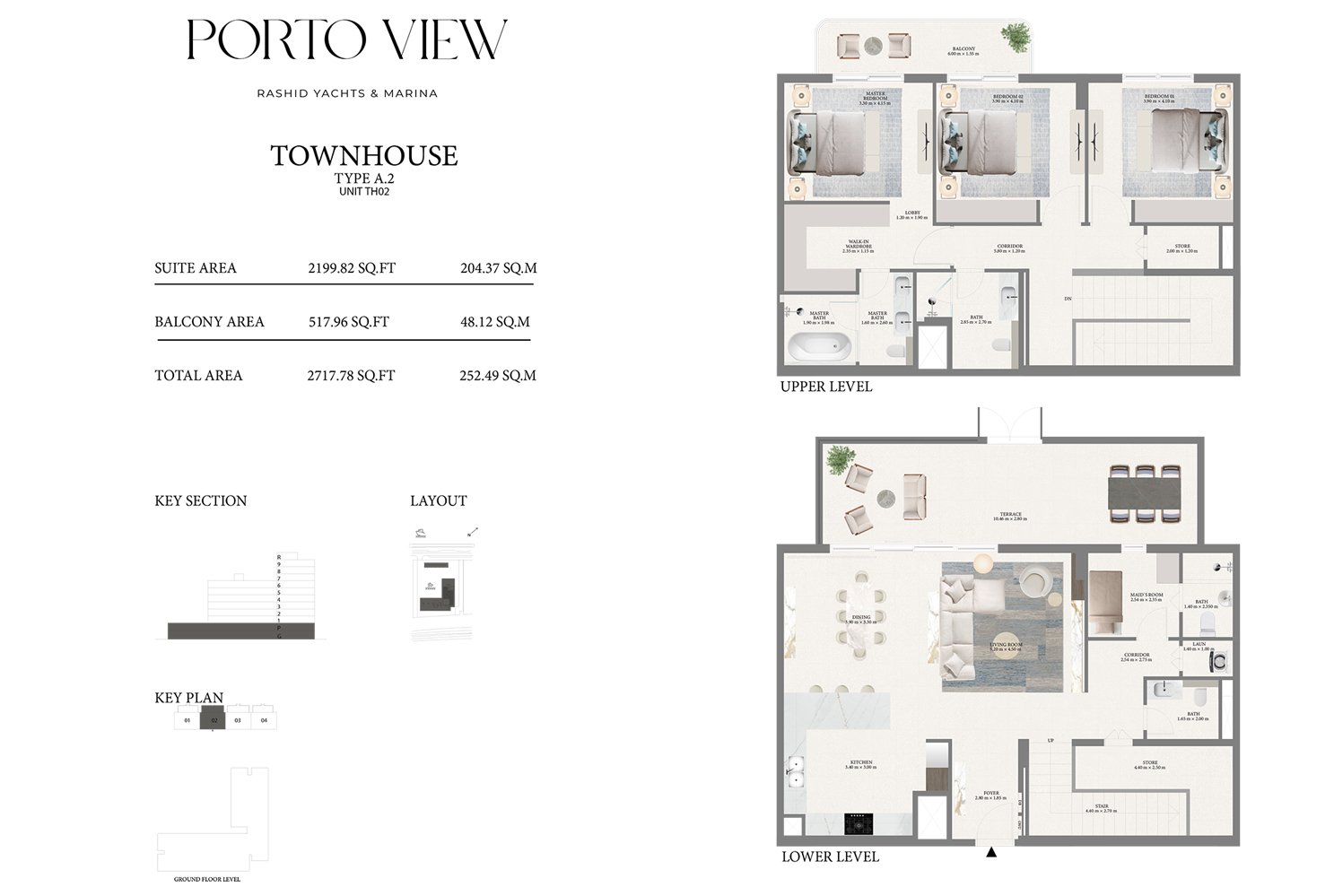 3 Bedrooms + Maid floor plan