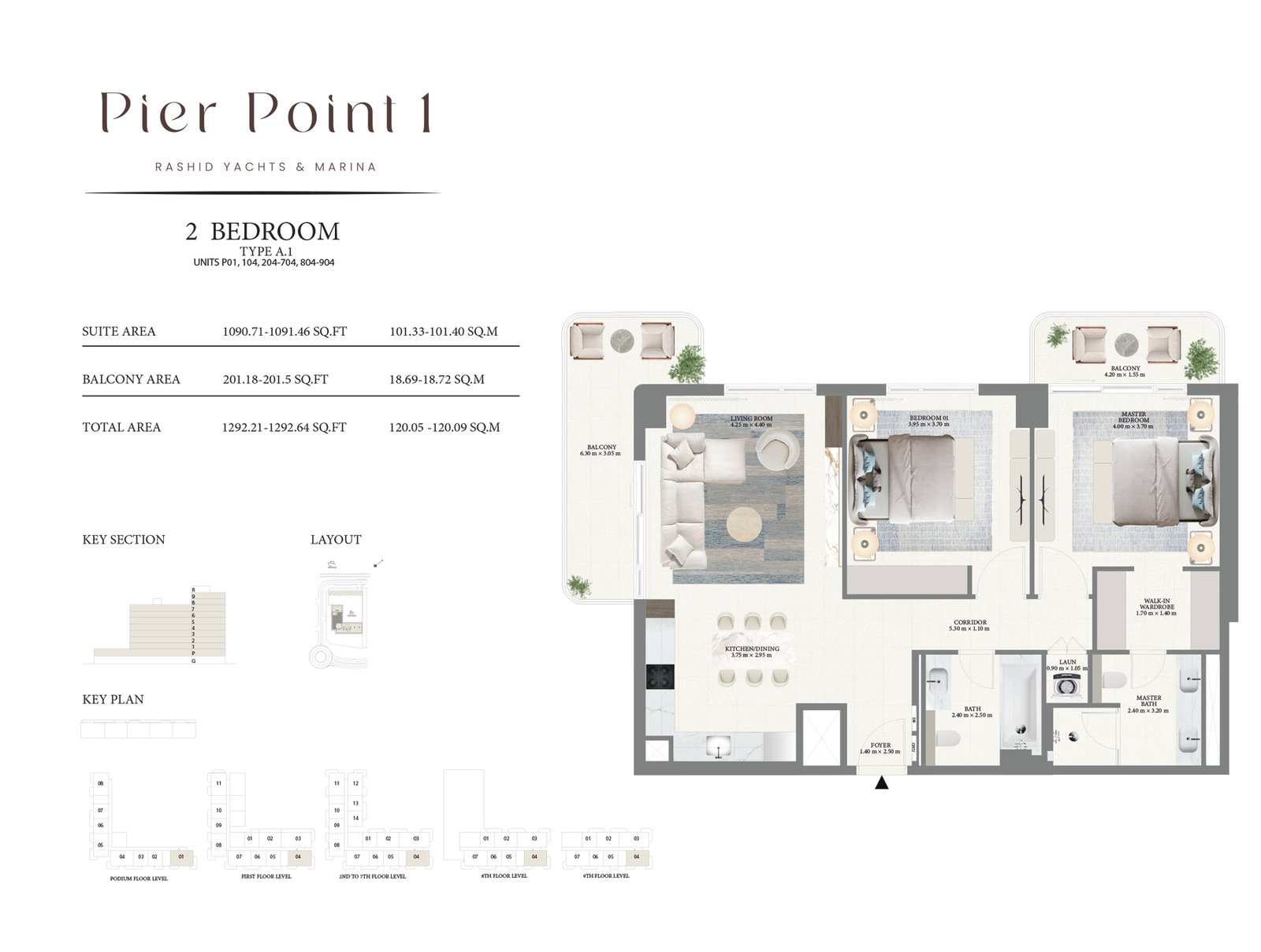 2 Bedrooms floor plan