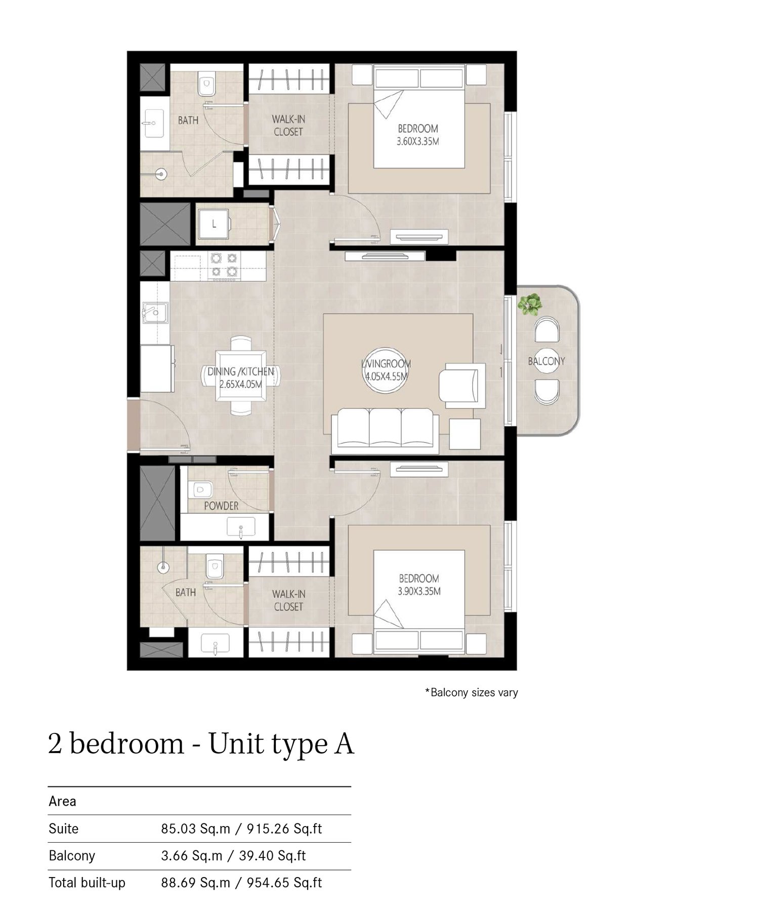 2 Bedroom floor plan