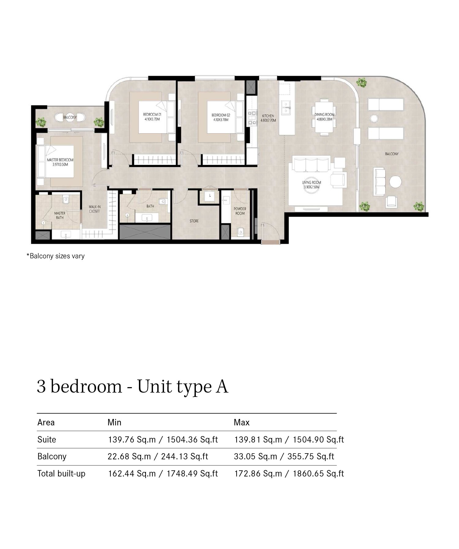 3 Bedroom floor plan