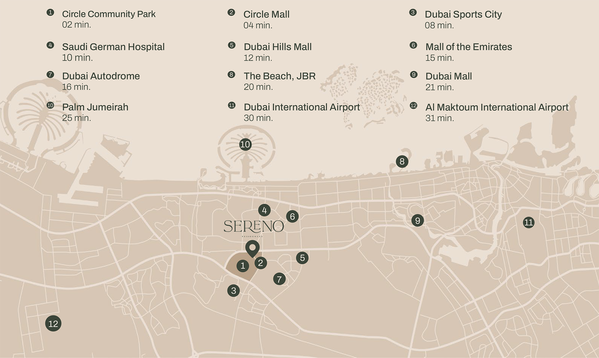 Sereno Residences at JVC location map
