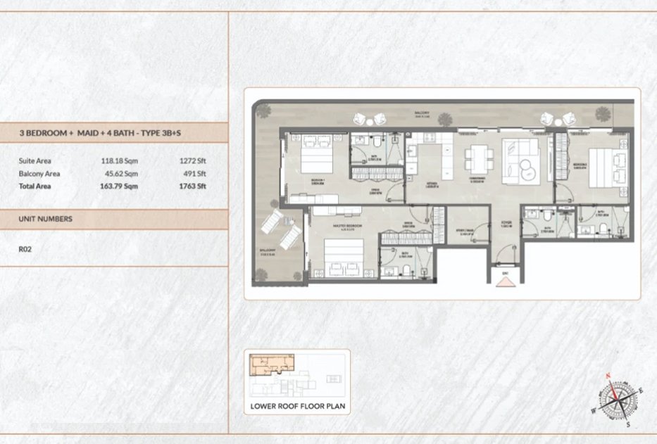3 Bedrooms + Maid floor plan