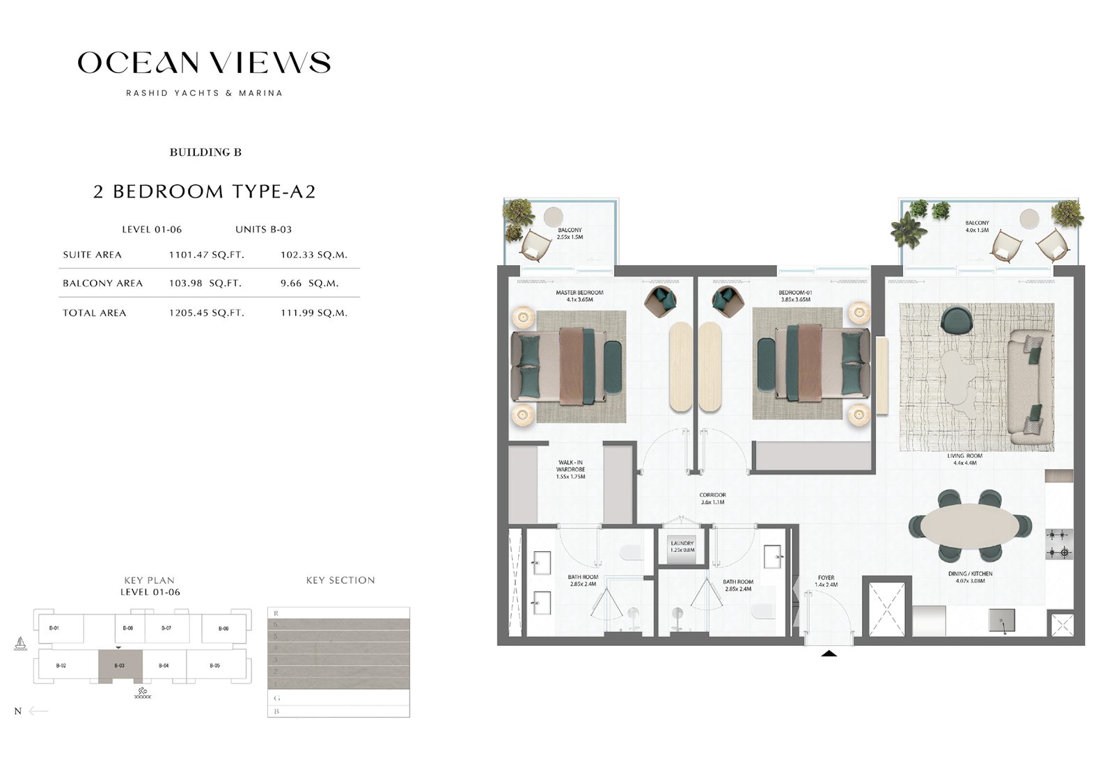 2 Bedrooms floor plan