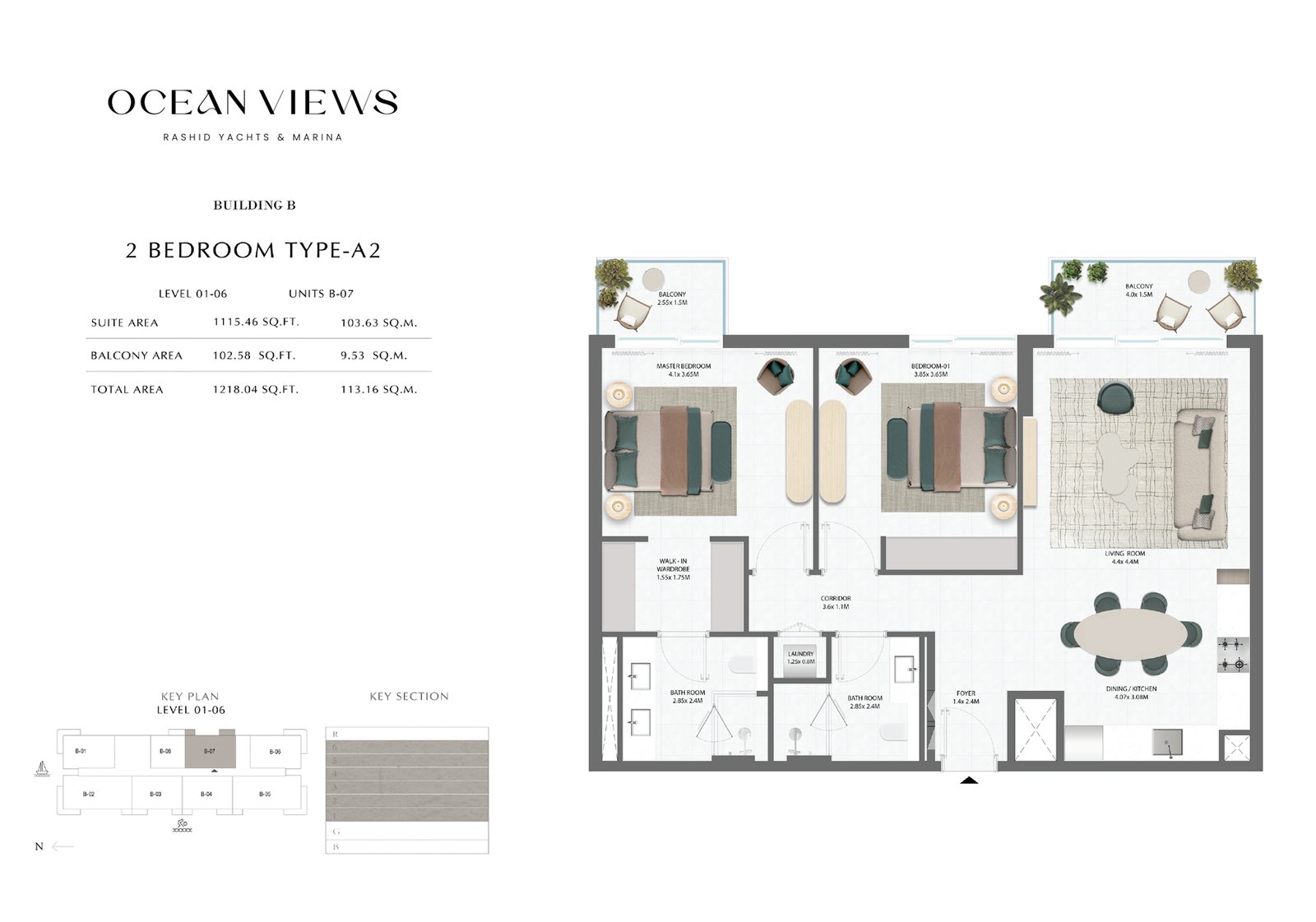 2 Bedrooms floor plan