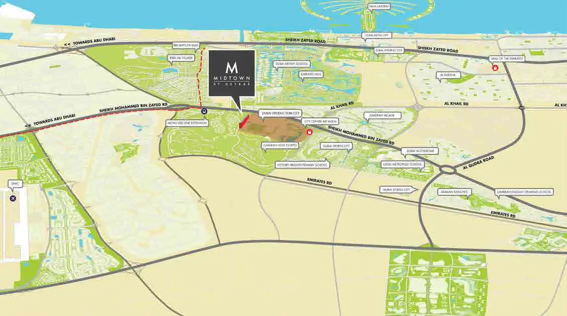 Midtown by Deyaar location map