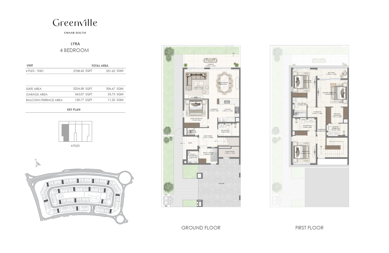 4 Bedrooms + Maid floor plan